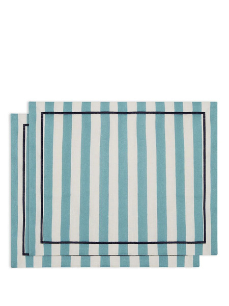  La Doublej Striped Linen Placemats (set Of Two) - Blue 