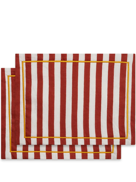  La Doublej Striped Linen Placemats (set Of Two) - Orange 
