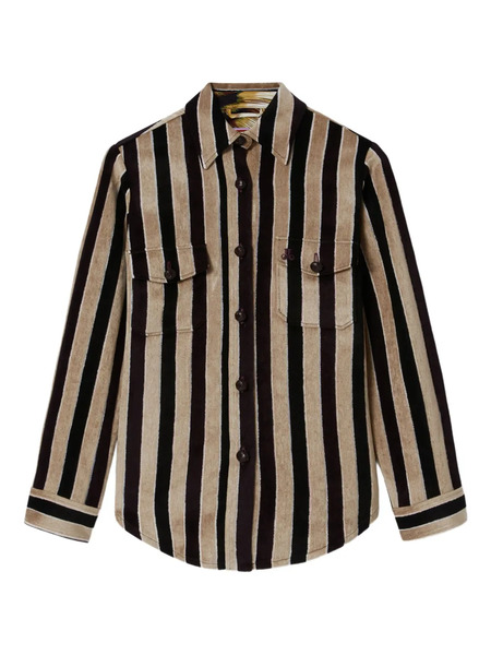  La Doublej Striped-pattern Chest-pocket Jacket - Black 