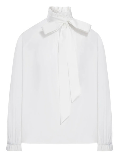 La Doublej Tie-neck Cotton Blouse - White 