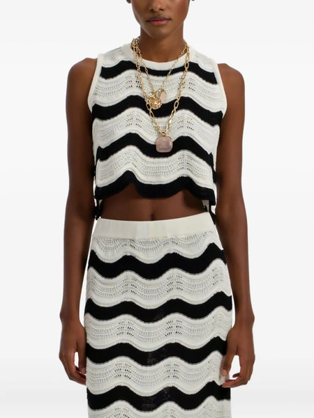  La Doublej Wave-pattern Knitted Top - Black 