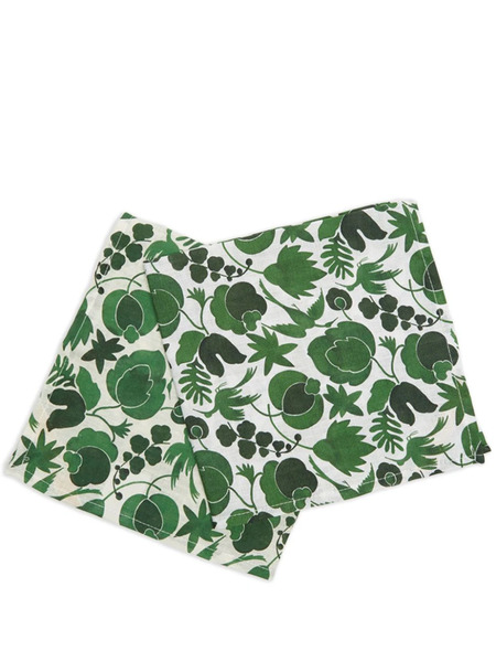  La Doublej Wildbird Large Napkins (set Of Two) - Green 