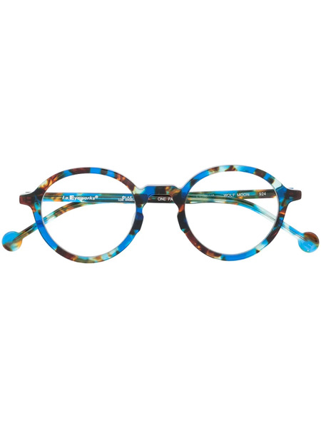  L.a. Eyeworks Tortoiseshell-effect Round-frame Glasses - Blue 