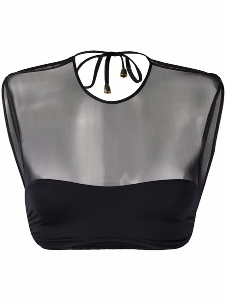  La Reveche Anna Tulle-panel Bikini Top - Black 