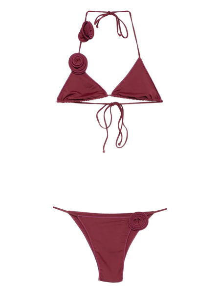  La Reveche Ashar Rose-embellished Triangle Bikini - Red 