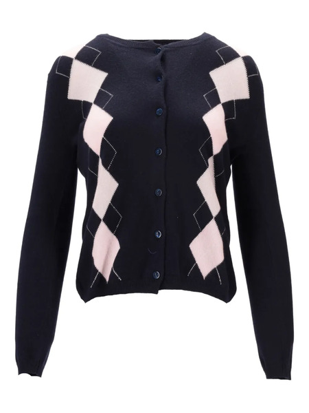  La Rose Diamond-pattern Cardigan - Blue 