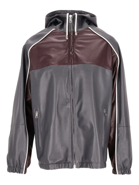  La Rose Elasticated Hooded Leather Jacket - Grey 