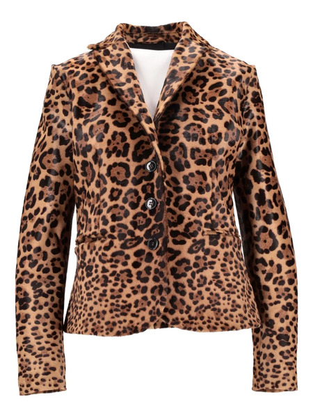  La-rose Leopard-print Leather Jacket - Brown 