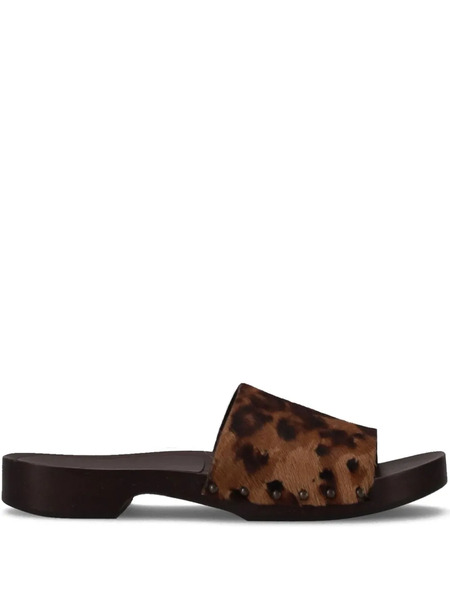  La Rose Leopard-print Leather Sandals - Brown 