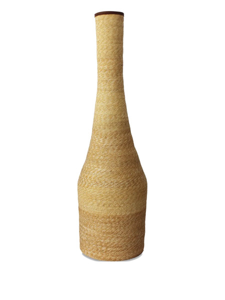  La-rose Raffia Leather-trim Vase - Neutrals 