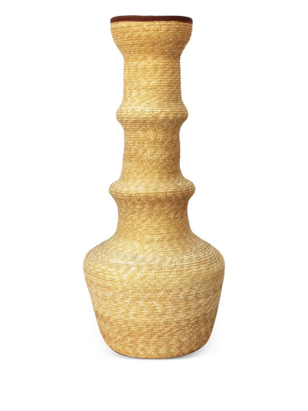  La-rose Raffia Leather Vase - Neutrals 