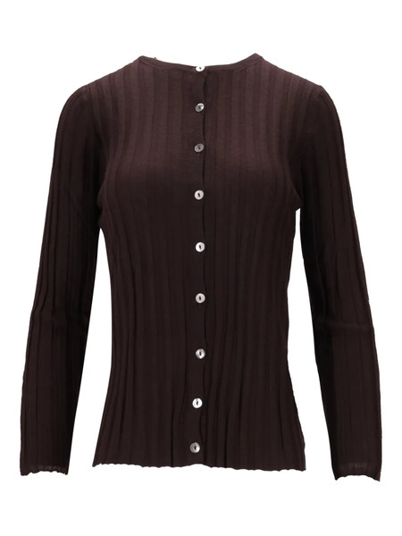  La-rose Ribbed Button Cardigan - Brown 