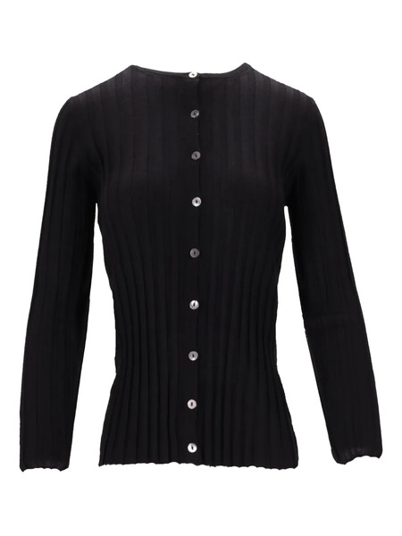  La-rose Ribbed Button Top - Black 