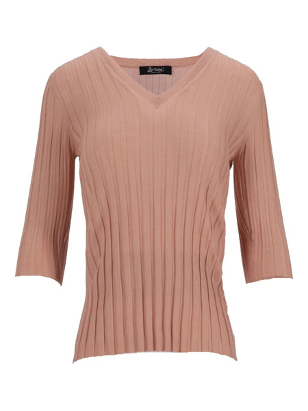  La Rose V-neck Ribbed Sweater - Pink 