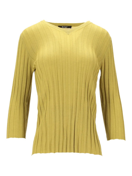  La-rose V-neck Ribbed Sweater - Yellow 