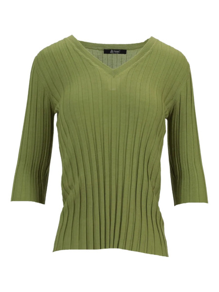  La-rose V-neck Ribbed Top - Green 