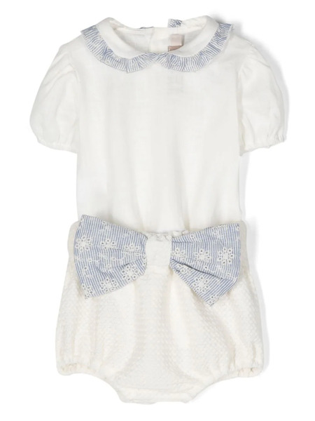  La Stupenderia Oversized-bow Shorts Set - Neutrals 