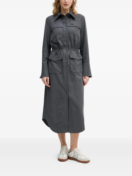  Lacoste Button Front Pocket Midi Dress - Grey 