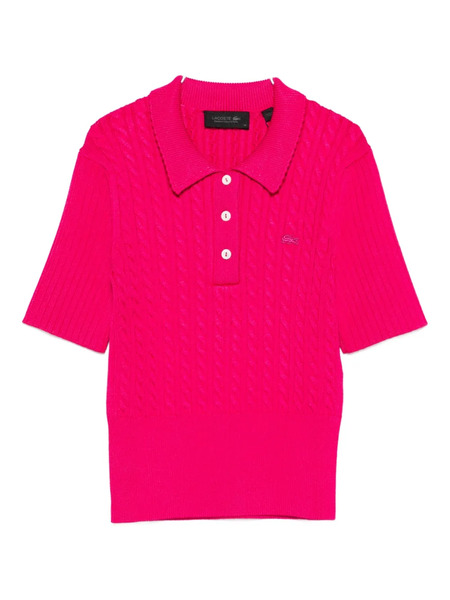  Lacoste Cable-knit Polo Top - Pink 