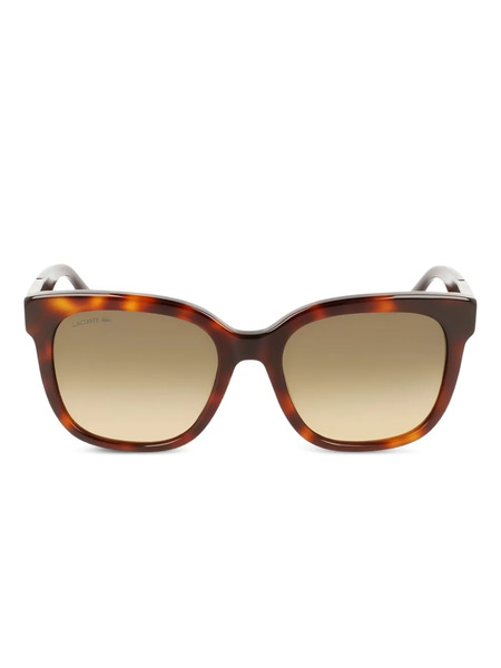  Lacoste Crocodile-effect Square-frame Sunglasses - Brown 