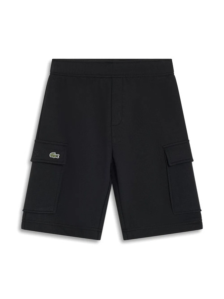  Lacoste Crocodile-embroidered Fleece Shorts - Black 