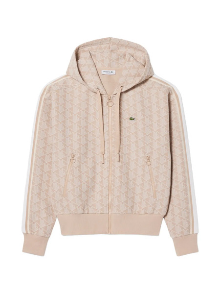  Lacoste Geometric-monogram Hoodie - Neutrals 