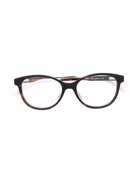  Lacoste Kids Tortoiseshell-effect Logo-plaque Glasses - Brown 