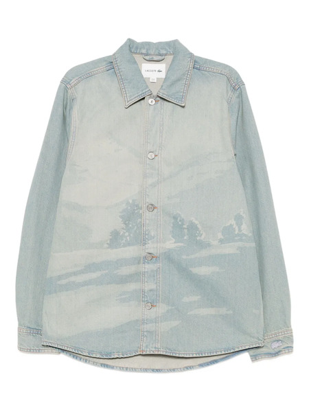  Lacoste Landscape-motif Denim Shirt Jacket - Blue 