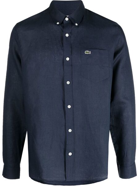  Lacoste Logo-embroidered Button-down Shirt - Blue 