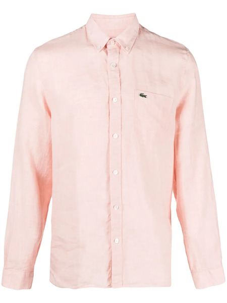  Lacoste Logo-embroidered Linen Shirt - Pink 