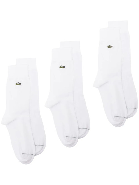  Lacoste Logo-embroidered Socks (pack Of Three) - White 
