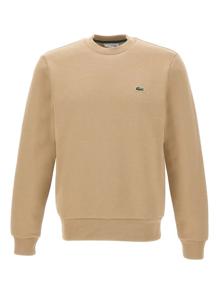  Lacoste Logo-patch Crew-neck Sweatshirt - Neutrals 