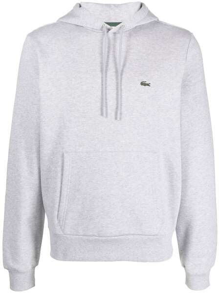  Lacoste Logo-patch Fleece Hoodie - Grey 