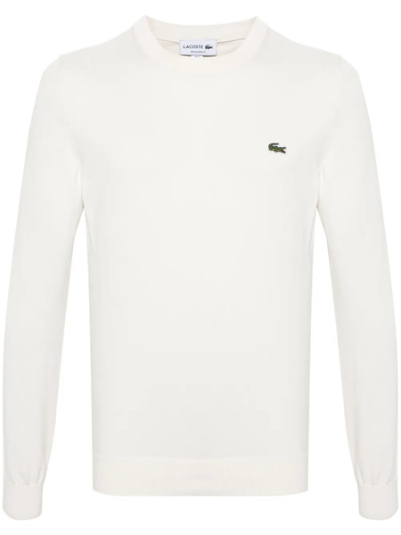  Lacoste Logo-patch Ribbed-knit Jumper - Neutrals 