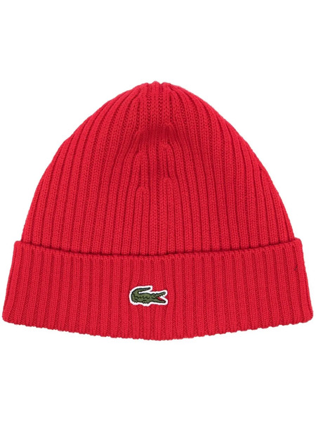  Lacoste Logo-patch Wool Beanie - Red 