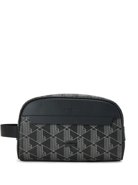  Lacoste Monogram-pattern Wash Bag - Black 