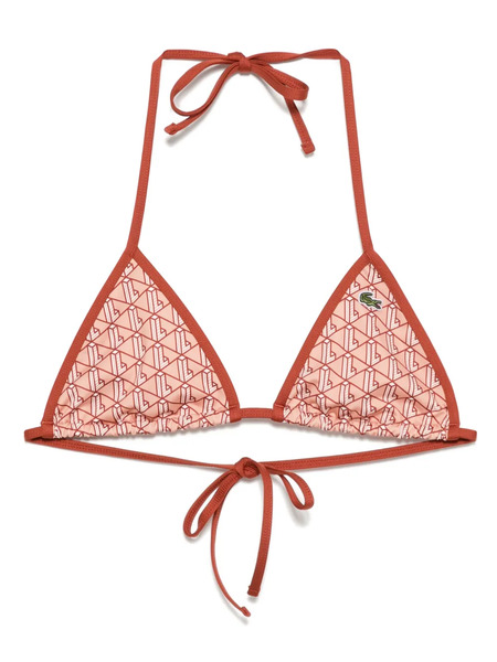  Lacoste Monogram-print Bikini Top - Brown 