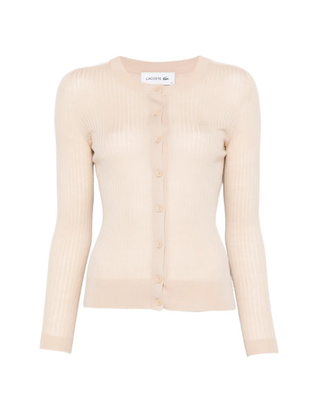  Lacoste Ribbed Buttoned Cardigan - Neutrals 