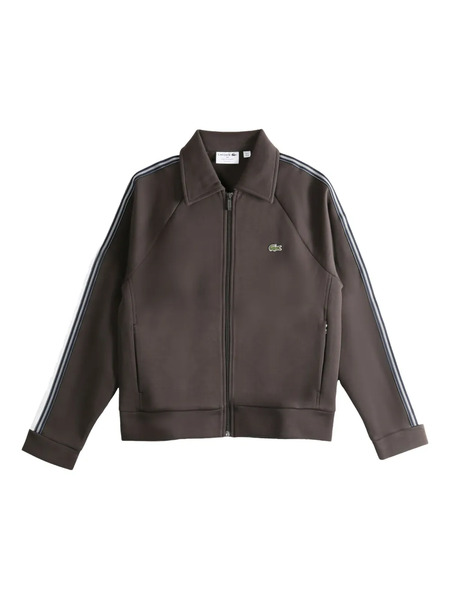  Lacoste Stripe Zip Shirt - Brown 