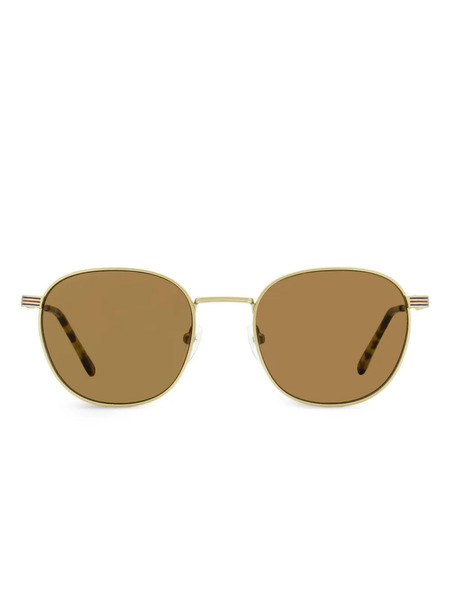  Lacoste Striped Oval-frame Sunglasses - Gold 