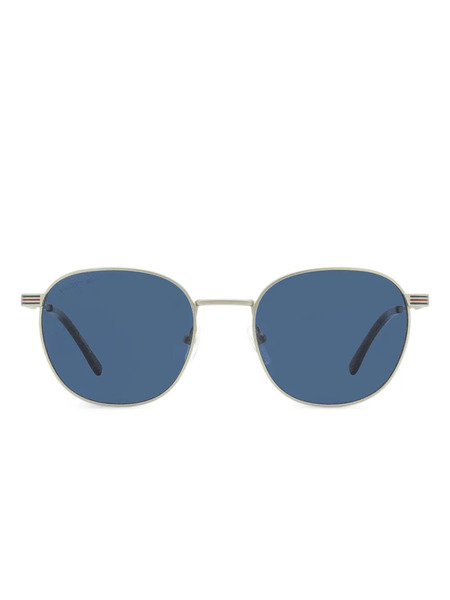  Lacoste Striped Oval-frame Sunglasses - Grey 