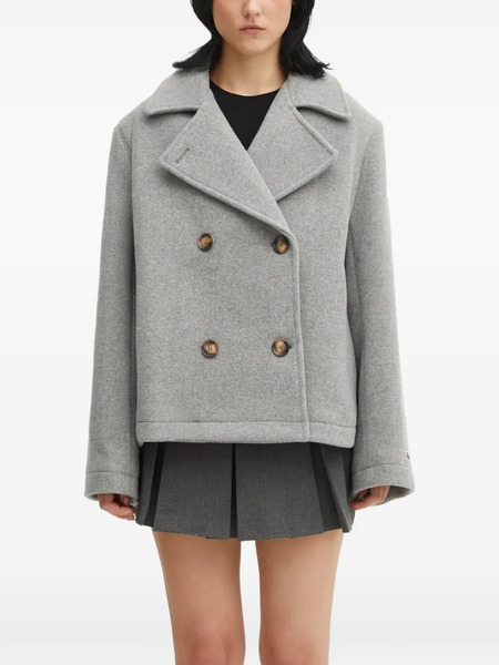  Lacoste Wool Double-breasted Short Coat - Grey 