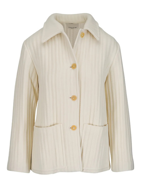  Lafayette 148 Alabaster Buttoned Collared Jacket - Neutrals 