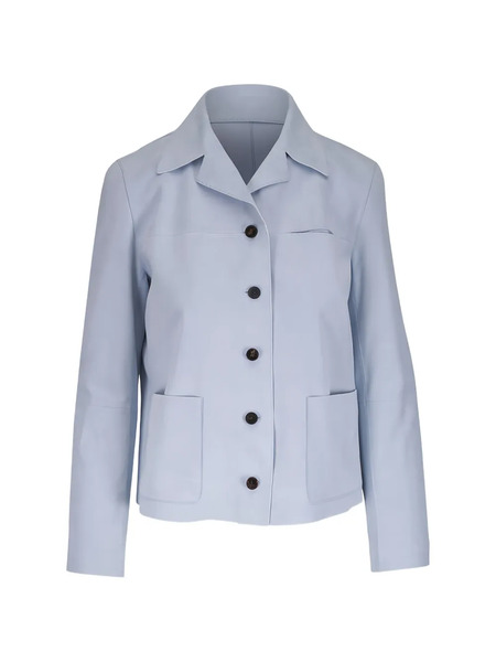  Lafayette 148 Button Suede Jacket - Blue 