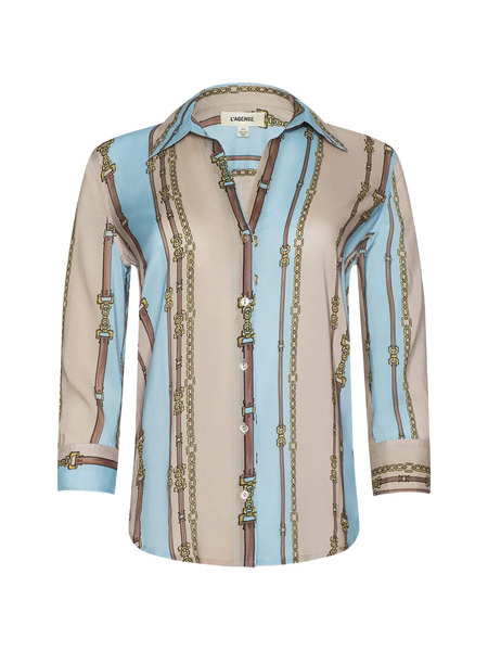  L'agence Camille Belt Stripe Blouse - Neutrals 
