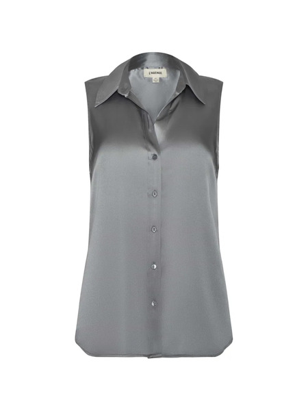  L'agence Collared Sleeveless Blouse - Grey 