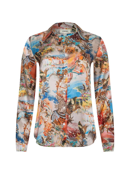  L'agence Long-sleeve Printed Blouse - Neutrals 