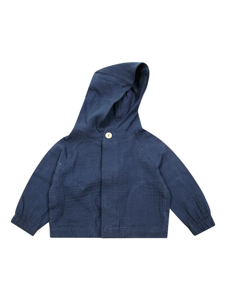  Lalalu Buttoned Hooded Jacket - Blue 