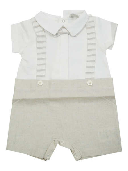  Lalalu Stripe-detail Romper - Neutrals 