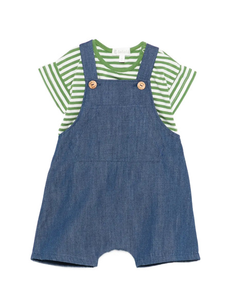  Lalalu Striped Button Shorts Set - Blue 
